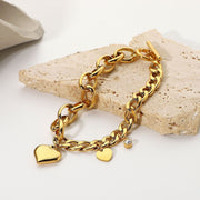 Pulsera Cadena Corazones Renata con cierre de barra en T