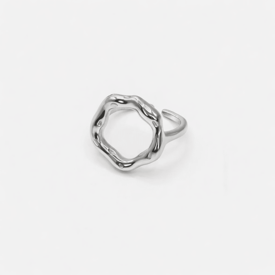 Anillo Círculo Eterno plateado de acero inoxidable