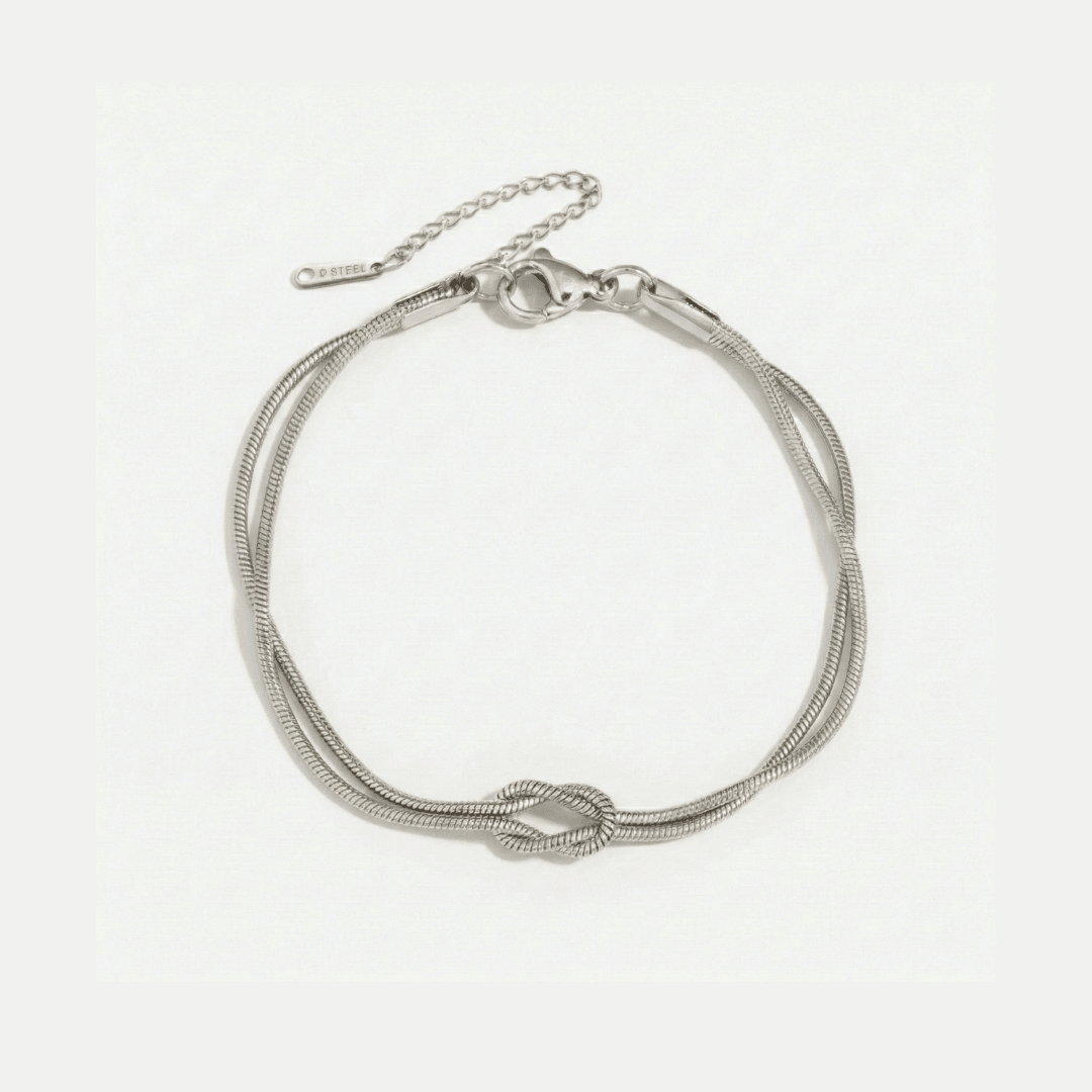 Pulsera Nudo plateada de acero inoxidable