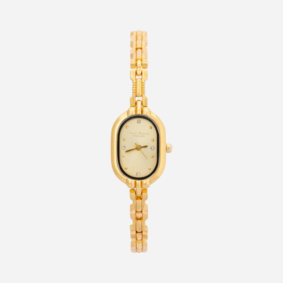 Reloj Ovalado Amara dorado con esfera minimalista sobre fondo claro