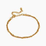Vista completa de la Pulsera Doble Cadena Selene dorada
