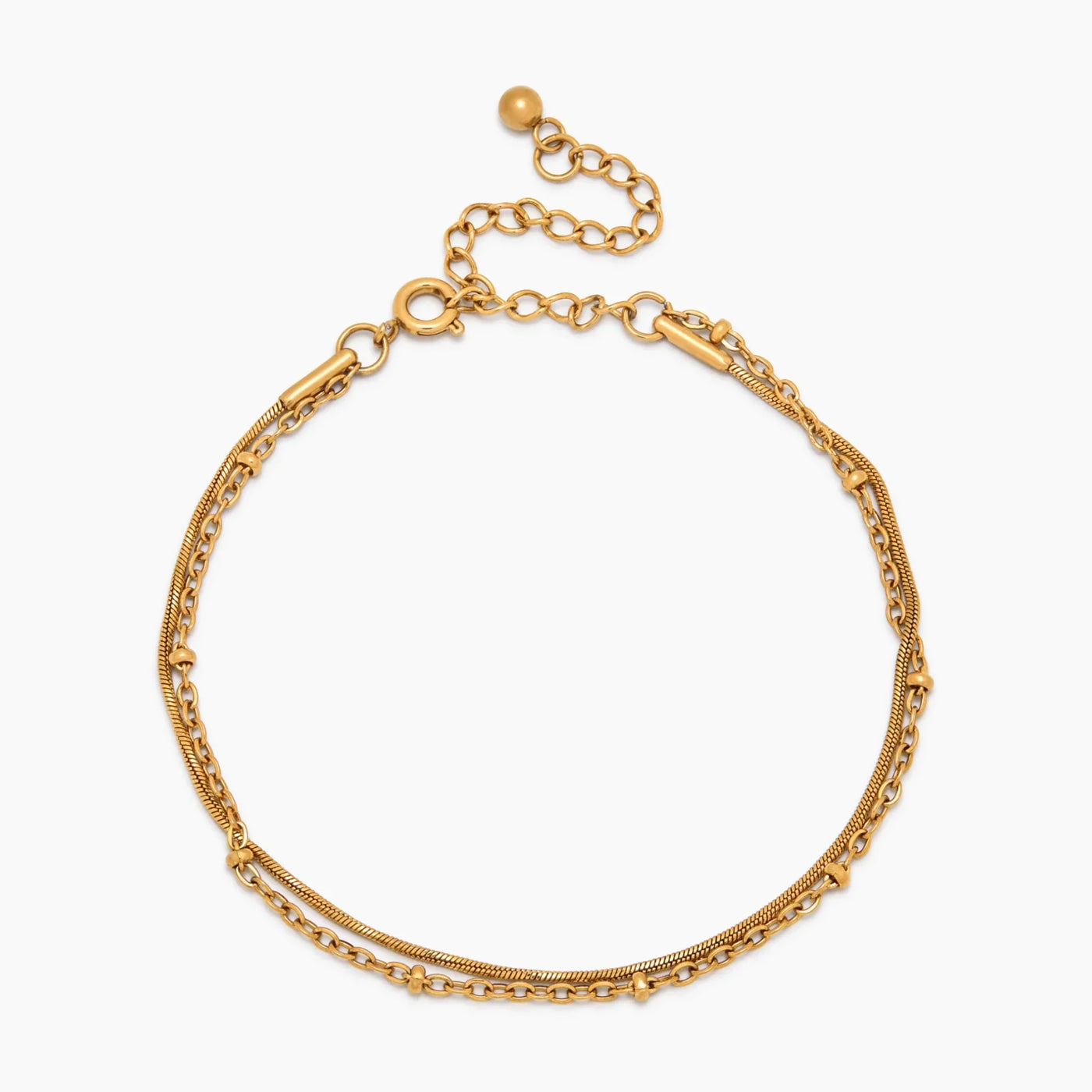 Pulsera Doble Cadena Selene dorada sobre fondo blanco