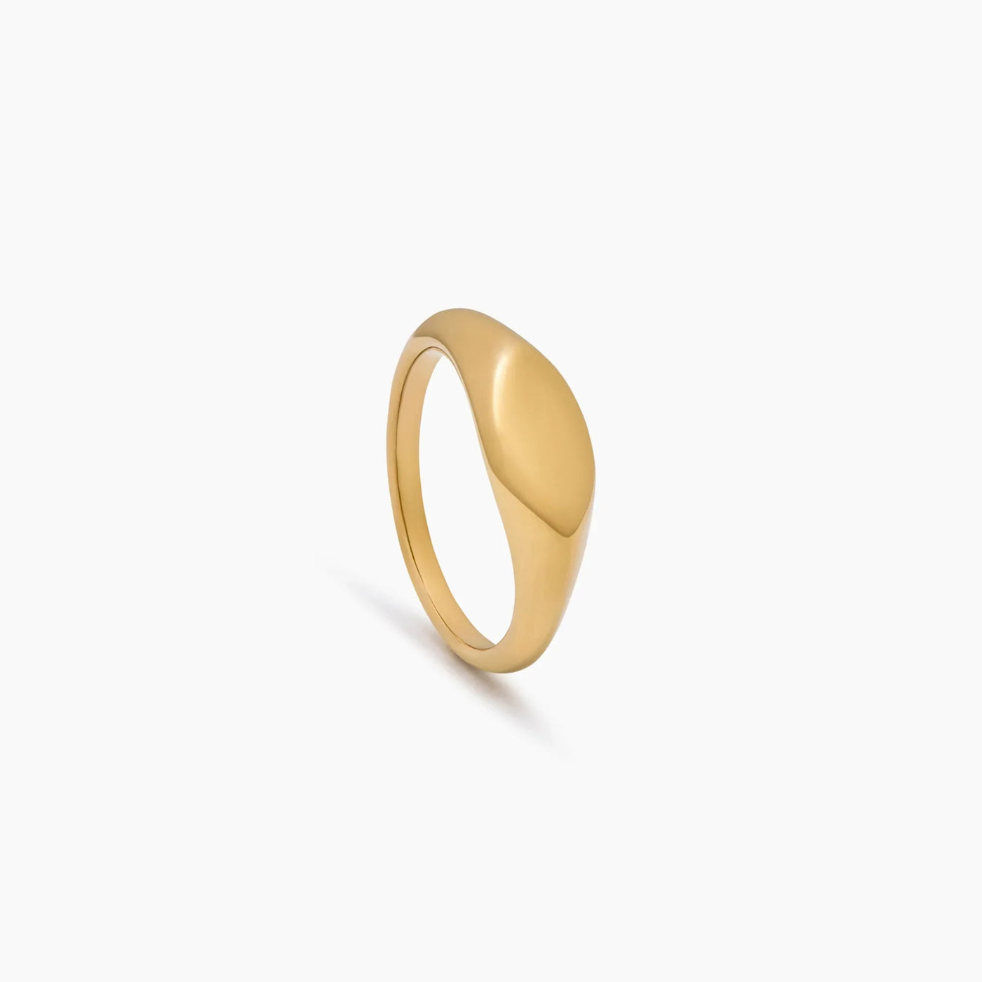Vista lateral del Anillo Sello Alma con acabado dorado liso