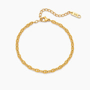 Pulsera Cadena Destellos Naia dorada sobre fondo blanco